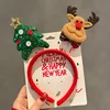 Children Christmas Red Bows Headband Women Girl Classic Elastic Reindeer Antler Santa Hair Hoop Xmas Party Headbands Accessories