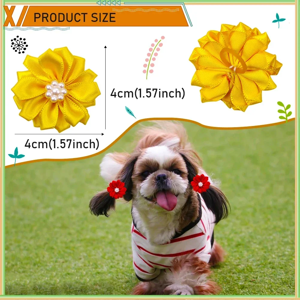 100PCS/Pack Choose Patterns Puppy Dog Small Hair Bows Pet Dog Hair Accessories Dog Grooming Bows for Small Dog Puppy Yorkshir 2