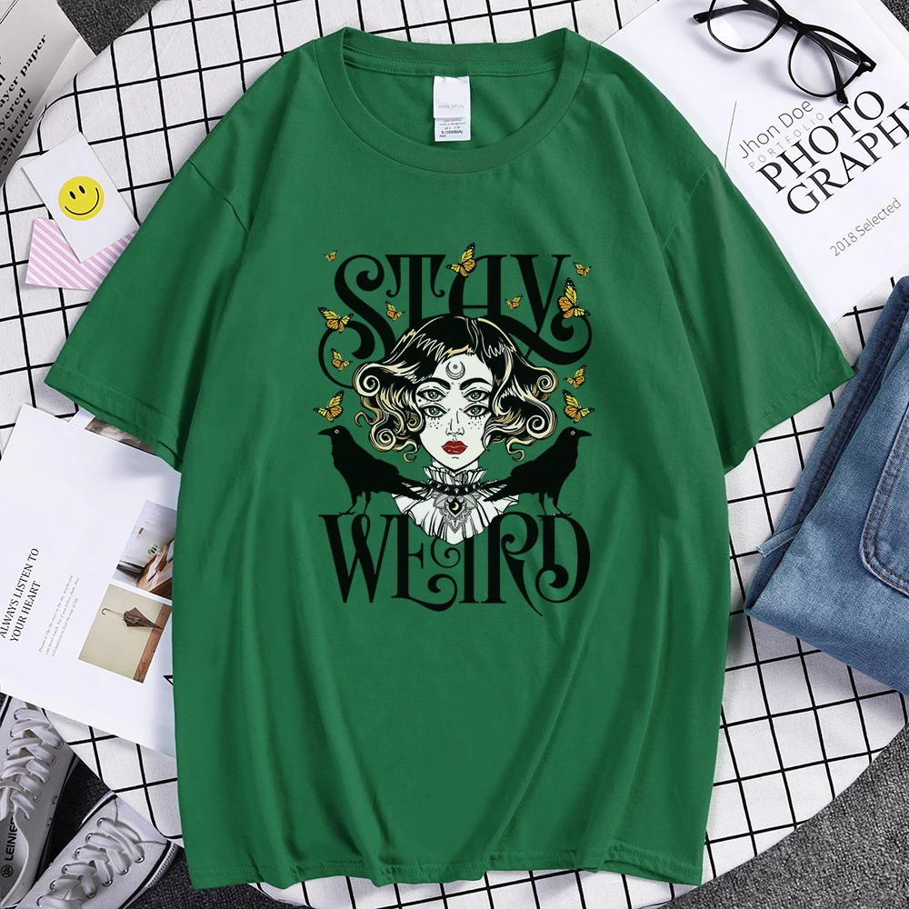 

Stay Weird Creativity Print Mens Tshirts Oversized Crewneck T Shirts Comfortable Vintage Clothes Summer Breathable T-Shirts Man