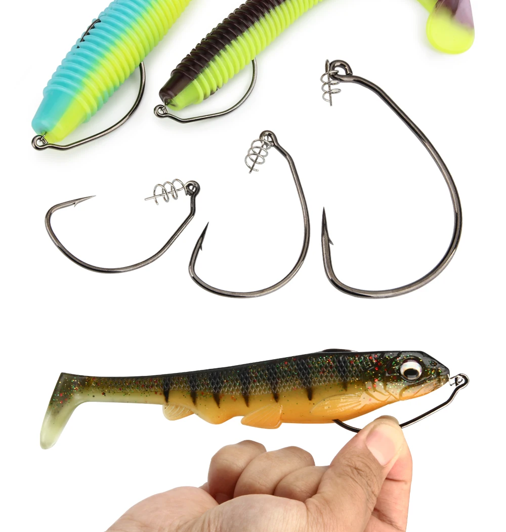 Spinpoler Raptor Unweighted Swimbait-Haken mit Zentrierstiftfeder 5/0 7/0 10/0 Offset-Angelhaken aus Kohlenstoffstahl ohne Rand – Detail 10