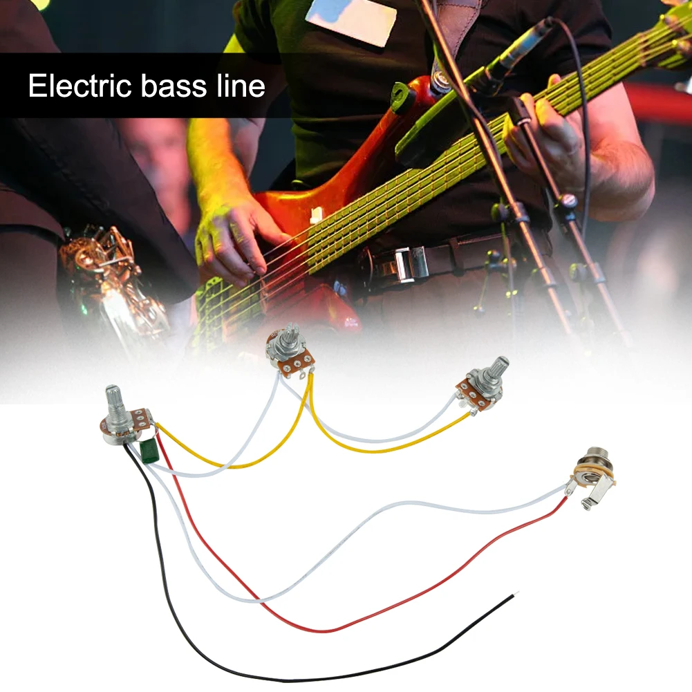 

Guitar Parts Wiring Harness Prewired Set Replacement 1 Tone 2 Volume 250K Pots Accessories Bass Guitar Durable