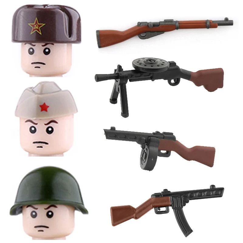 WW2 Soviet Union Soldiers Figures Building Blocks Military Army Russia Infantry Weapons Guns Parts Mini Bricks Toy For Children |