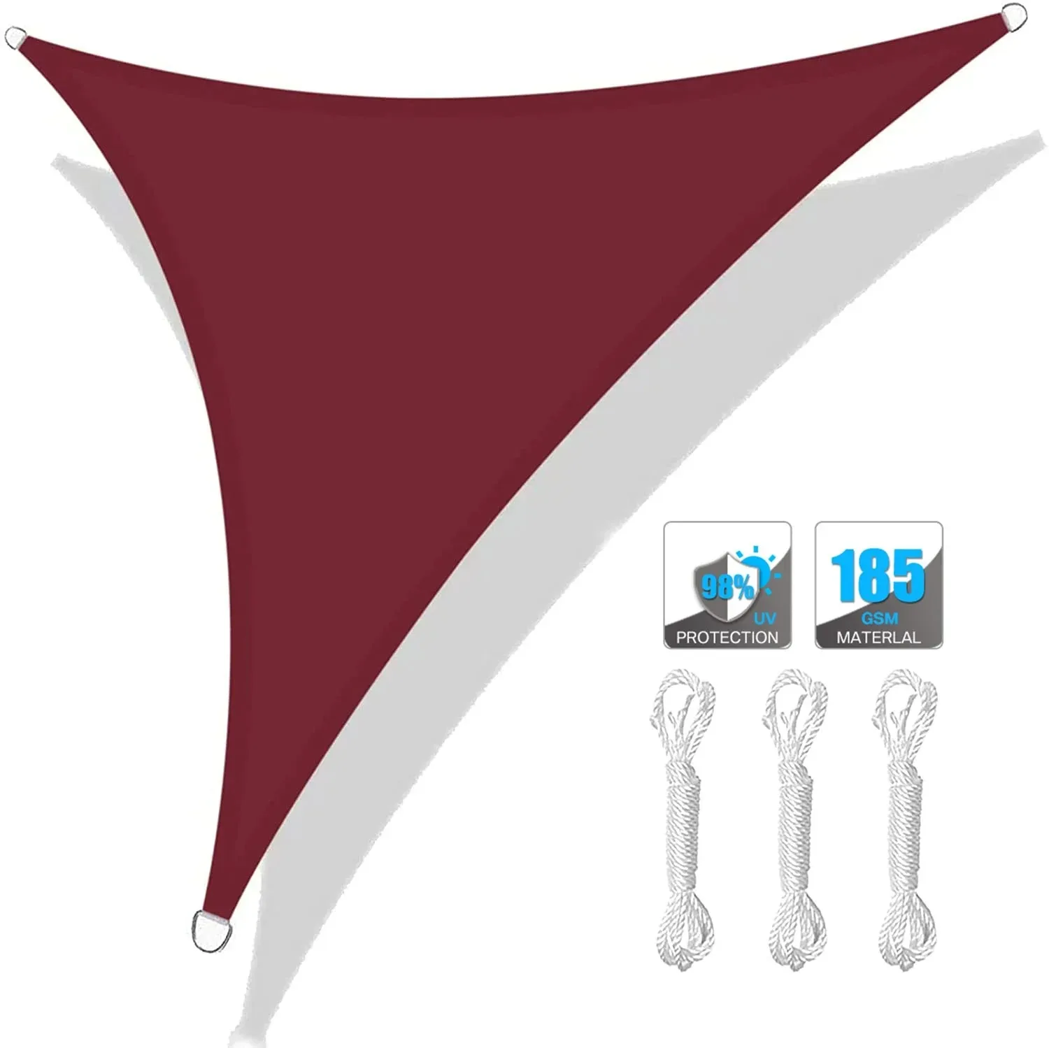 Waterproof Grey & Black Triangle Sun Shade Sail Canopy – 98% UV Block Outdoor Shelter
