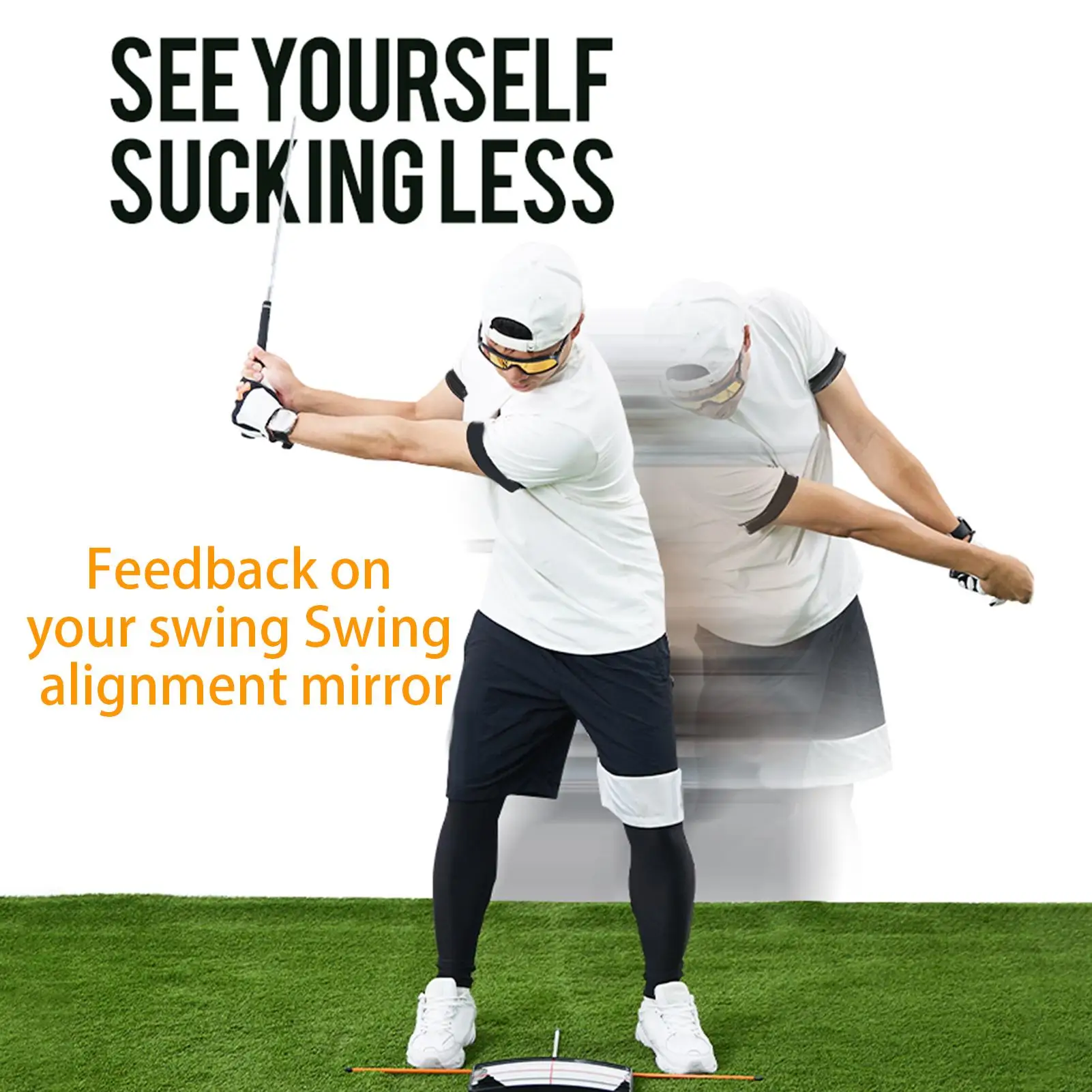 Golf Hitting Postures Correction Mirror Golf Swing Standing Alignment Mirror With Indicator Rod Golf Putting Mirror For Beginner