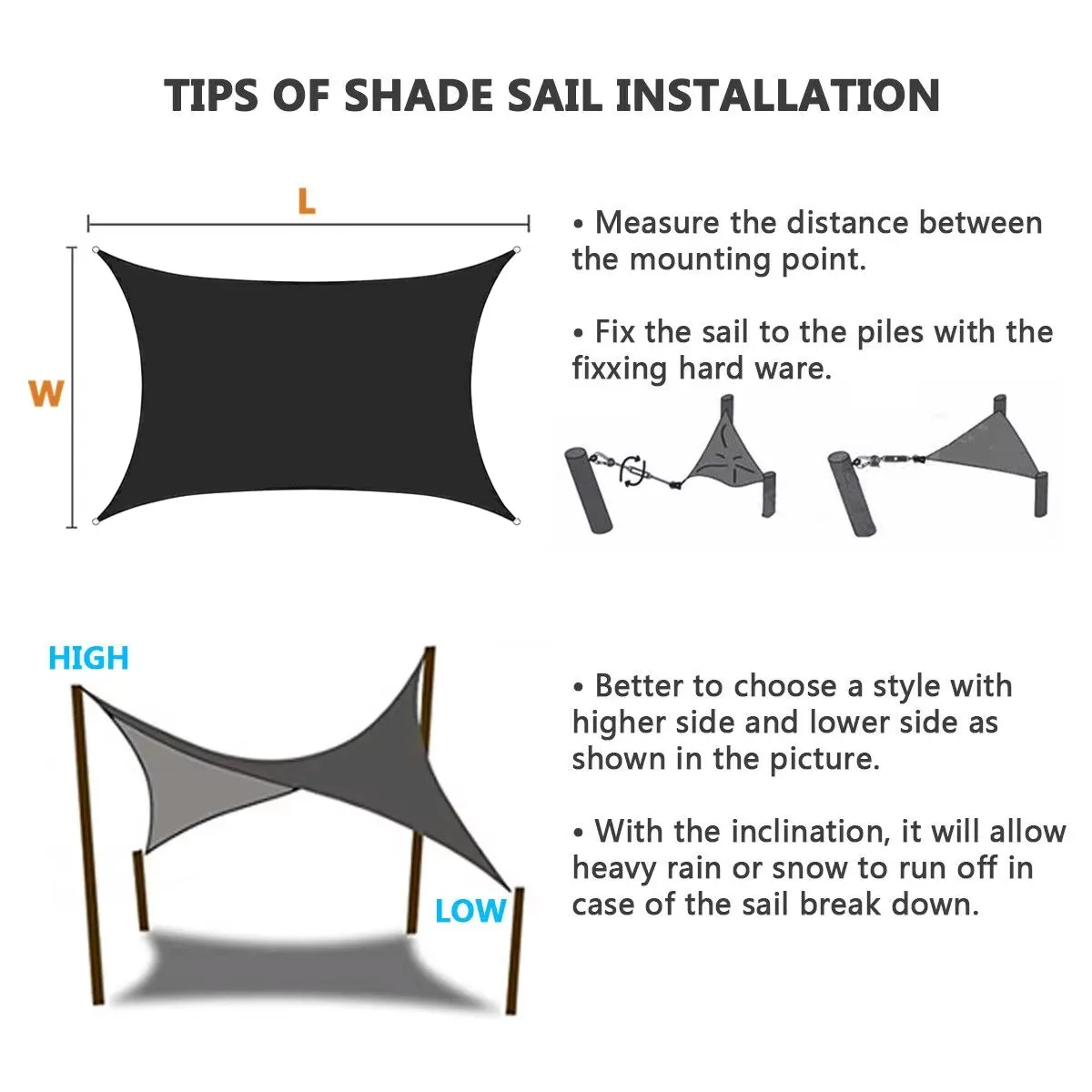 Waterproof Rectangular Shade Sail Awning Beige Fabric Screen 95% UV Protection Suitable for Outdoor Patio Garden Yard Pool