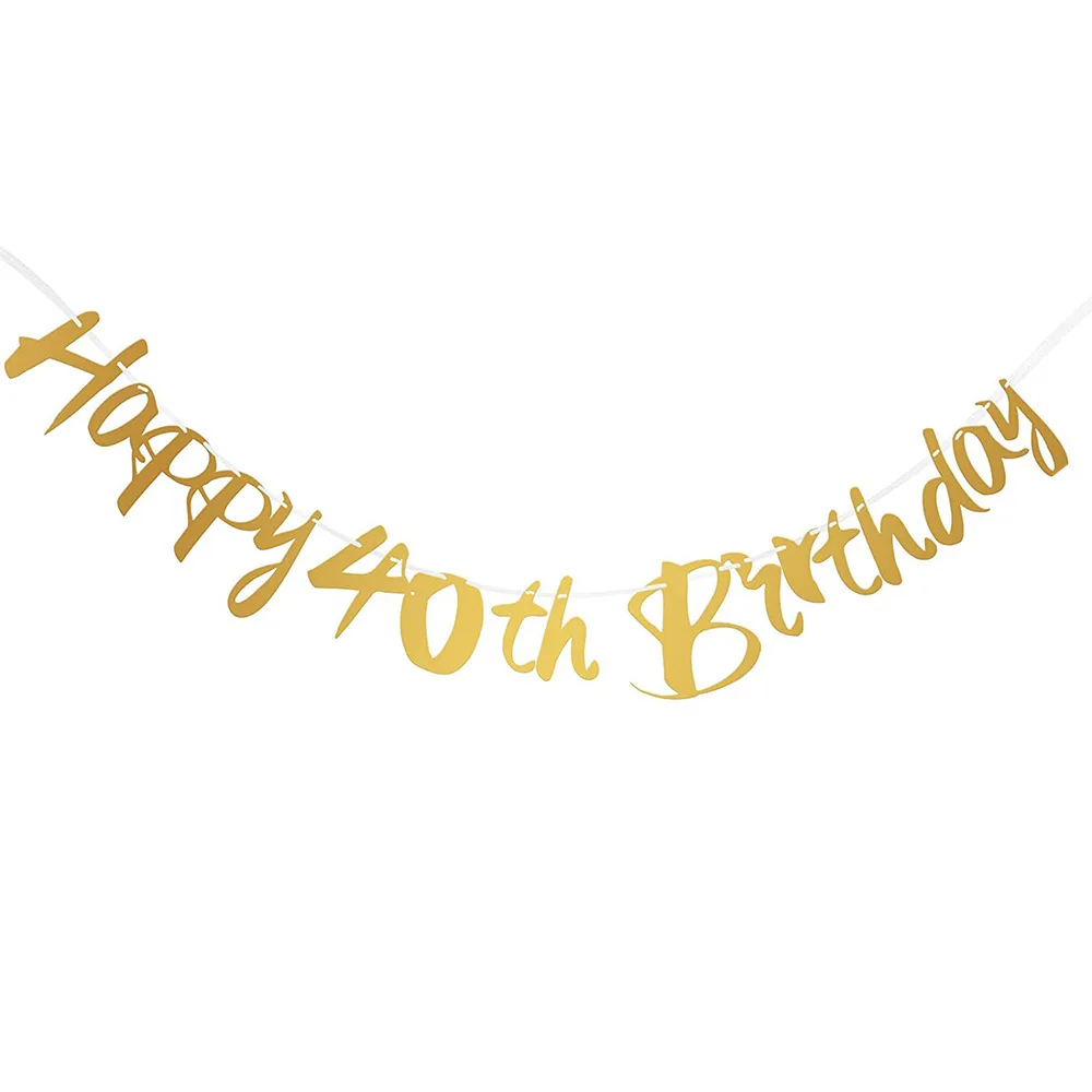 Elegant Black and Gold Paper Streamer Birthday and Anniversary Banner