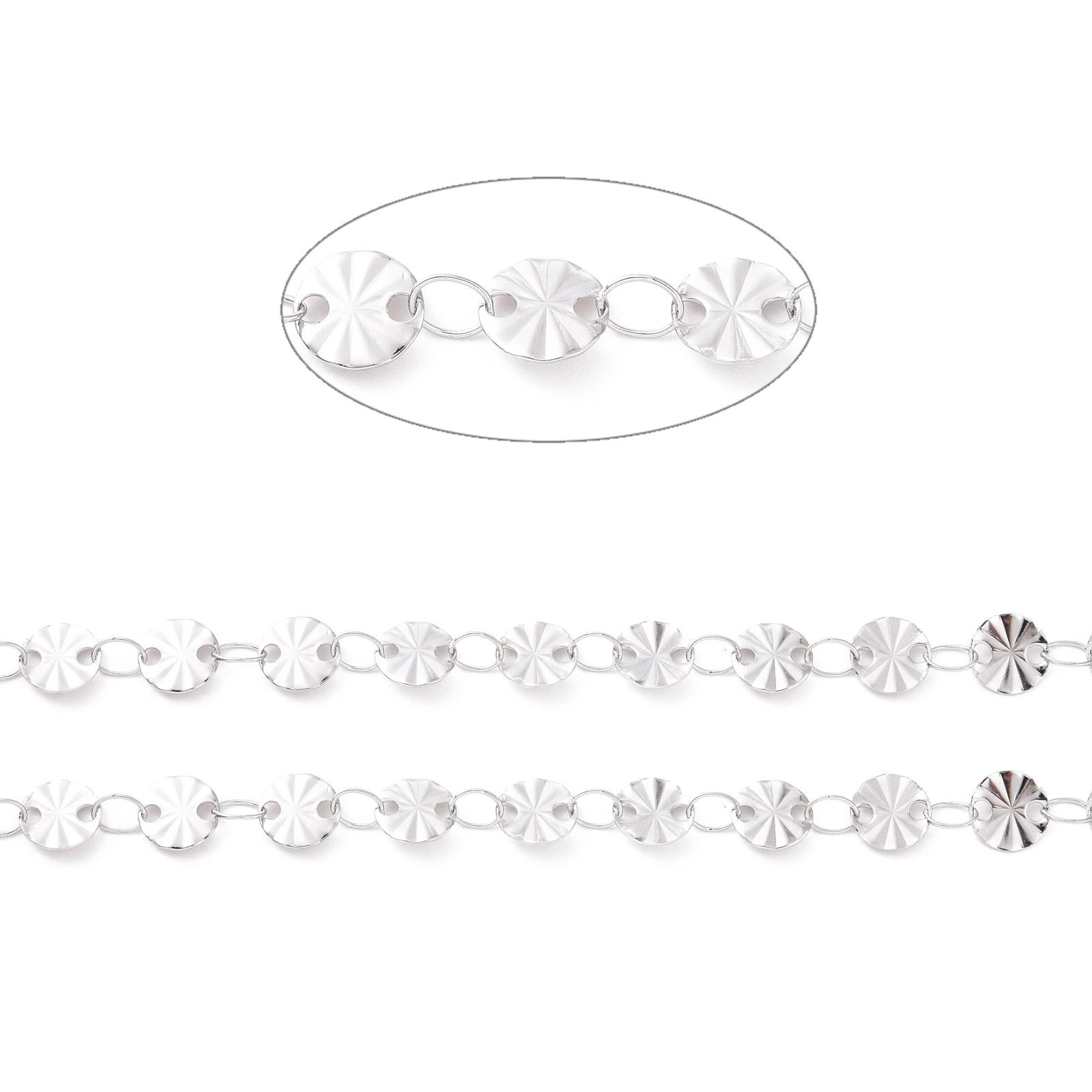 10M Stainless Steel Heart Link Chains Flat Round Sequin Chains Soldered for DIY Bracelet Necklace Jewelry Making Accessories
