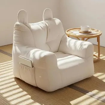 Divano Pigro in Tessuto Morbido con Contenitore, Design Basso a Terra, Poltrona per Bambini, Leggero, Comodo, Ergonomico, Arredamento