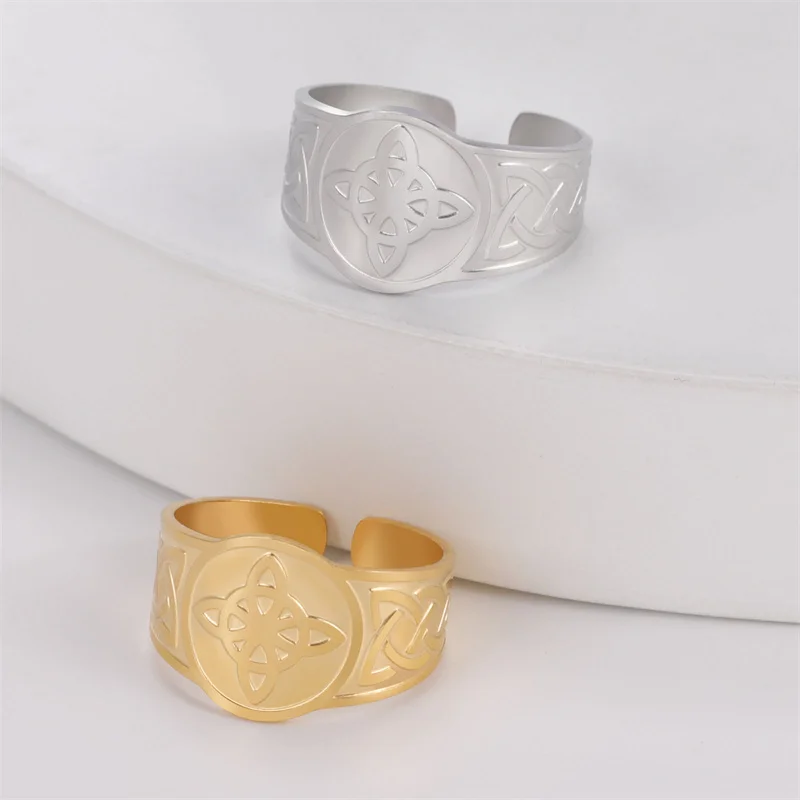 Keltische Hexen knoten Ring Edelstahl Schmuck Hexen knoten Fingerringe Hexerei Wicca Amulett Schutz ringe Party Geschenke – Detail 14