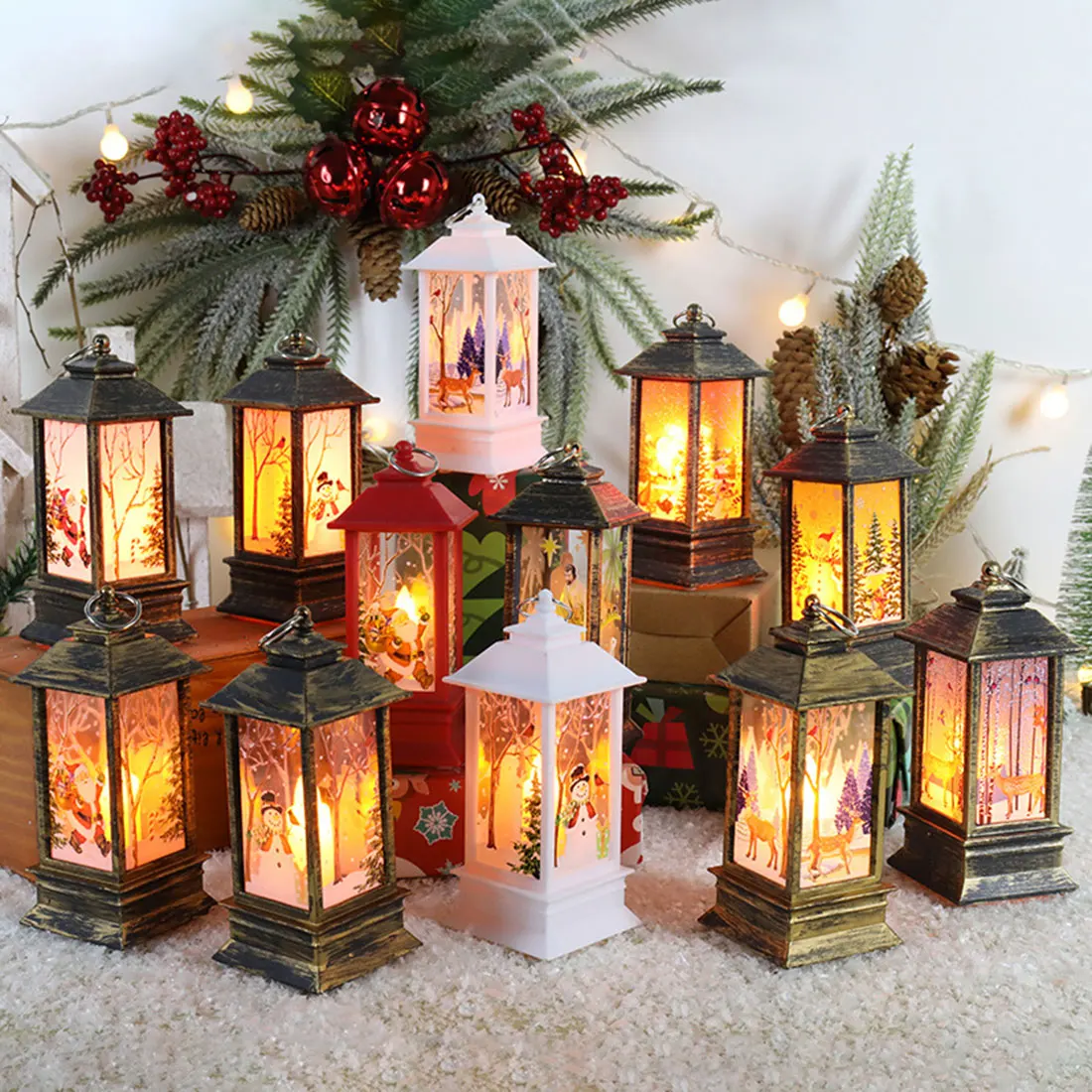 Christmas Santa Lantern Wind Lights Merry Christmas Decoration For Home Natal Navidad Xmas Ornaments Gifts New Year christmas decorations