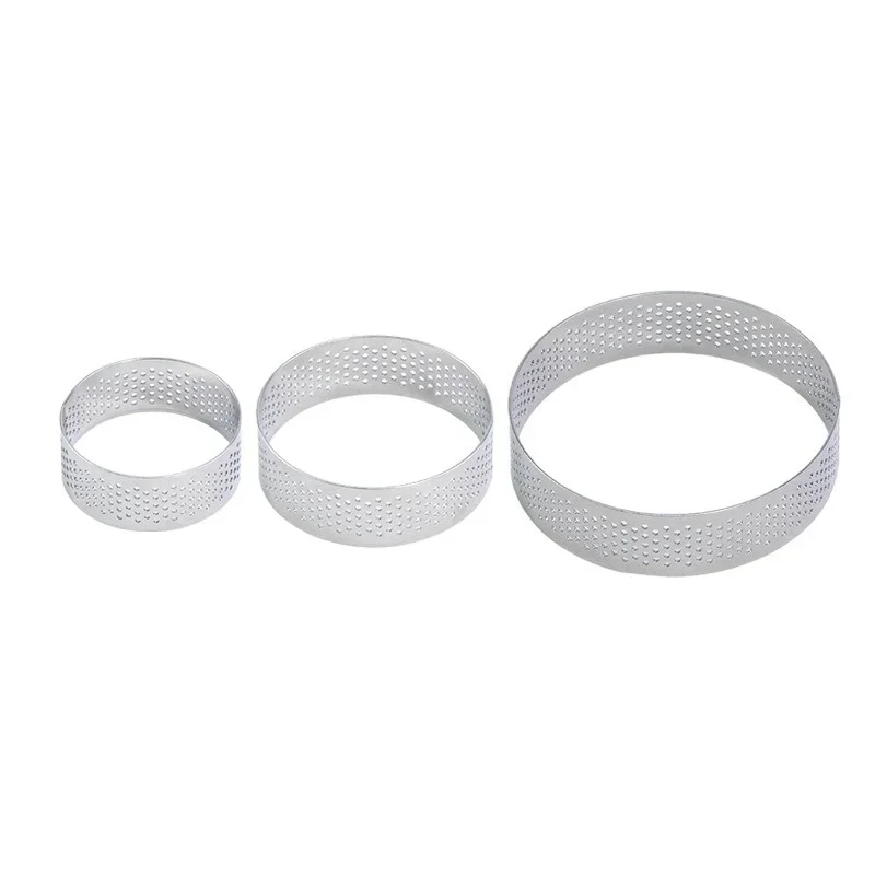 1/2/4PCS 5cm Stainless Steel Mousse Cake Mold Heat-Resistant Perforated Round Tart Ring Cookies Pastry Circle Cutter Mold Tools