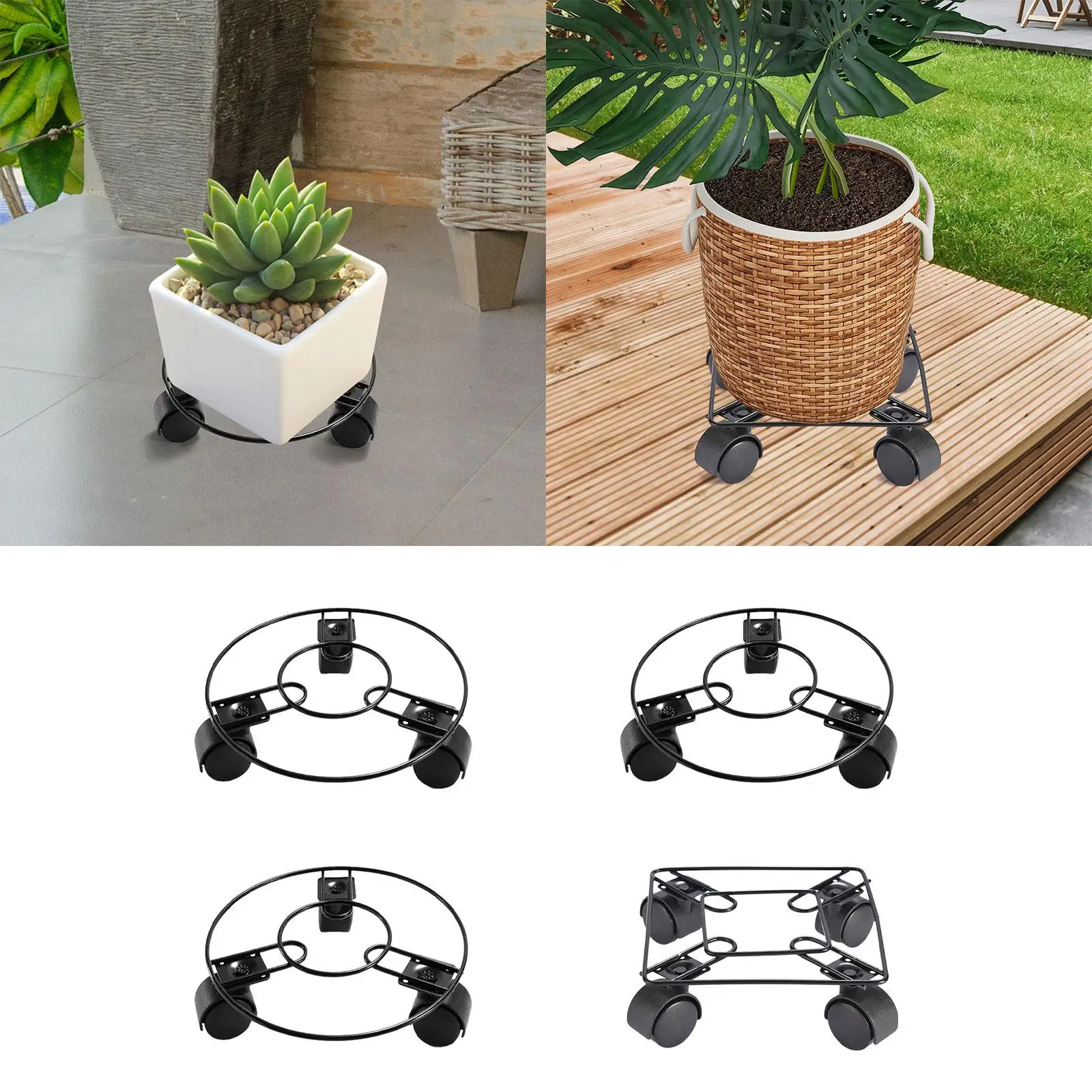 Carrito Maceta Jardín 3 Bandejas Plantas Con Ruedas 30cm - Soporte Macetas  Móvil, 50kg Carga, Negro Soporte De Macetas Con Ruedas, image size:1600x1600