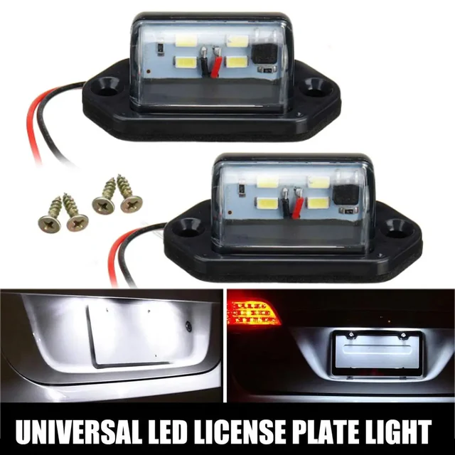2PCS 4LED Car License Number Plate Light Tail Light For Truck Trailer Van Tag Step Lamp Car Products License Plate Lights