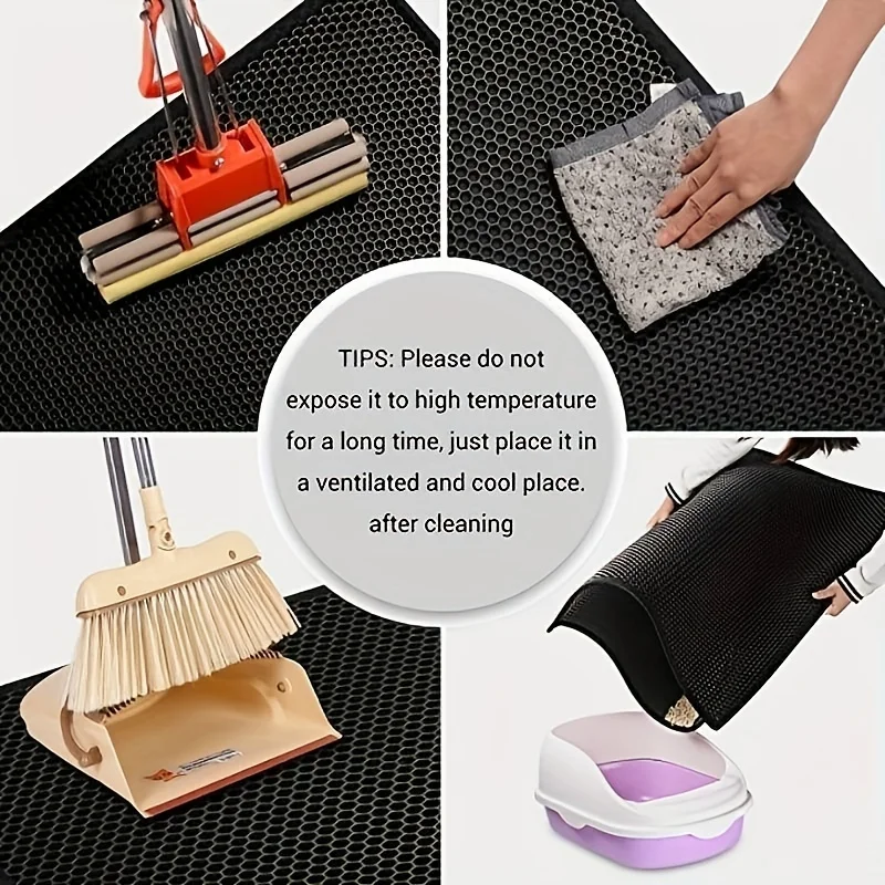 1pc, Cat Litter Mat, Cat Waterproof Litter Trapping Mat,Double Layer Filter Washable Non Slip Cat Mat For Cleaning, Pet Supplies 4