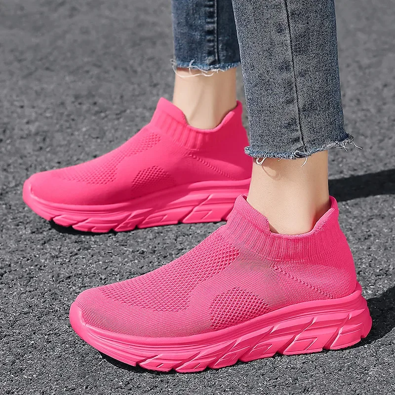 플랫폼 남성 운동화 패션 캐주얼 노란색 운동화 여성 니트 통기성 슬립 운동화 남성용 zapatillas deportivas