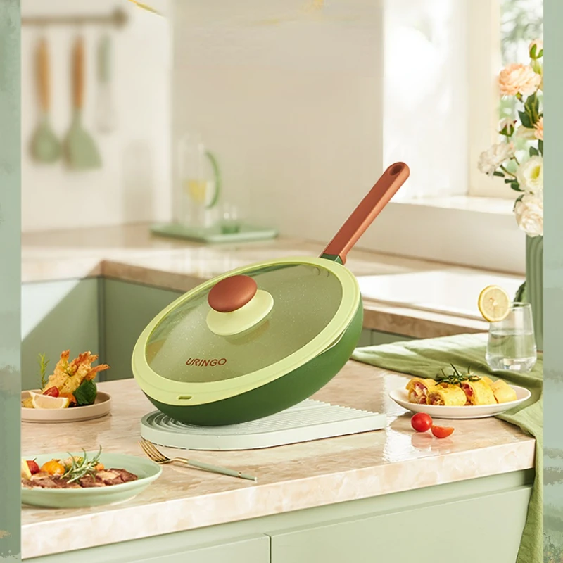 

Bionic Avocado Design Non-stick Pans Household Stir-frying Pan Induction Cooker Gas Cooker Special Wok Light Smoke Less Oil