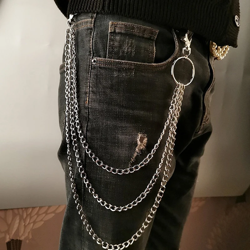 2/3 Layer Punk Hip-hop Long Metal Belt Chain - Fashion Multi-layer Trousers Waist Chain Keychain Men Women Streetwear Accessory