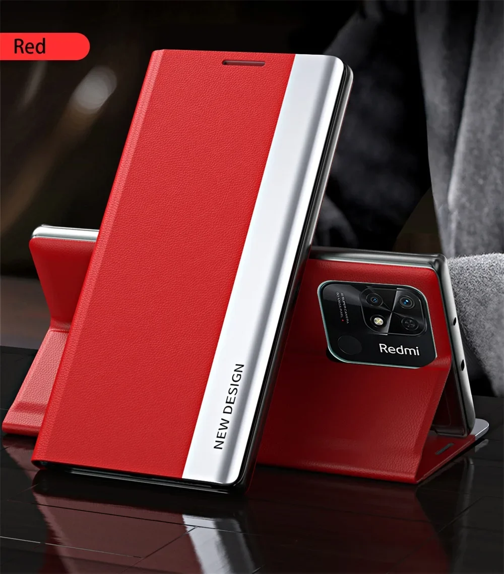 Luxury Leather Magnetic Flip Cover Wallet Case - Elegant Stand Design