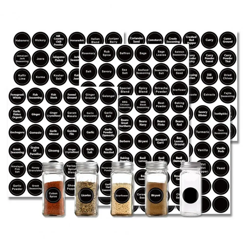 180Pcs Dining Table Salt Sugar Spice Jar Tagging Chalkboard Sticker Round Shape Chalkboard Sticker