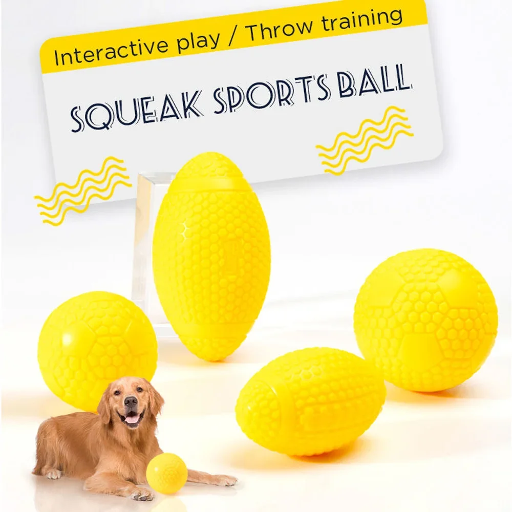 

Pet Dog Chew Toys Ball Throwing Training Toy Squeak Outdoor Sports Interactive Play Ball for Small Medium Large Pet