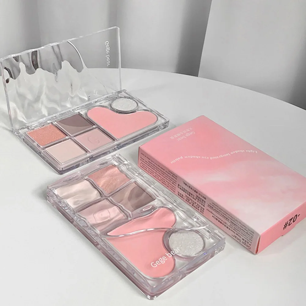 Pinky Heart Gege Bear Eyeshadow Palette Matte Pearlescent Earth Color Sequin Long-Lasting Eyeshadow And Contour Palette 2