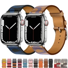 

Leather strap For Apple watch band 44mm 45mm 42mm 41mm Accessorie wristband correa bracelet iWatch series 3 4 5 6 SE 7 40mm 38mm