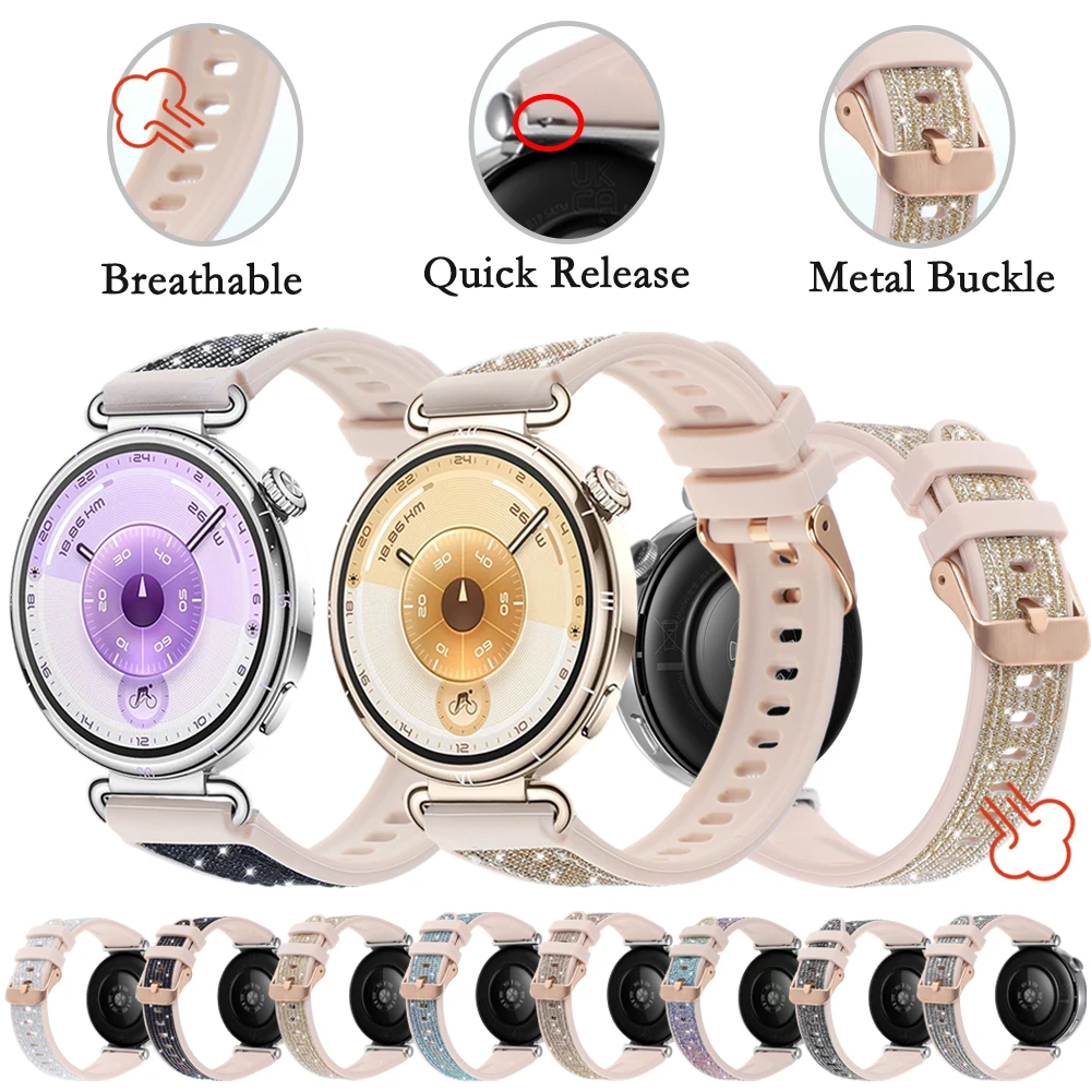 Universal 18mm Fashion Glitter Silicone Strap - Premium Watch Band Replacement