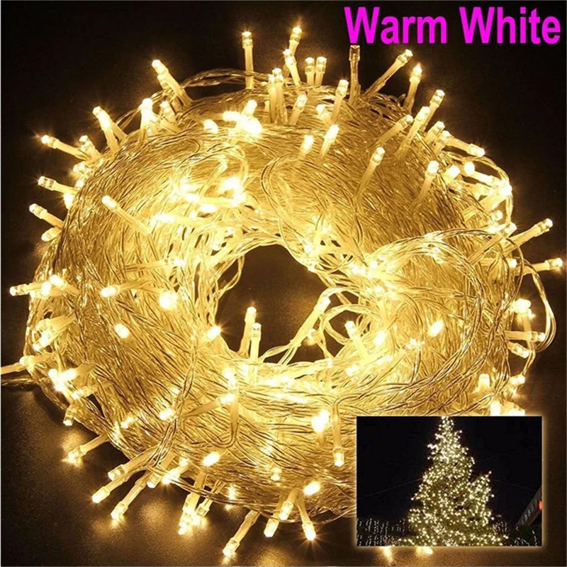 thumbnail image 1 of Guirnalda de luces LED de 20 m para exteriores, con enchufe europeo de 220 V, para Navidad, decoración de fiestas, bodas y hogares, 1 of 4
