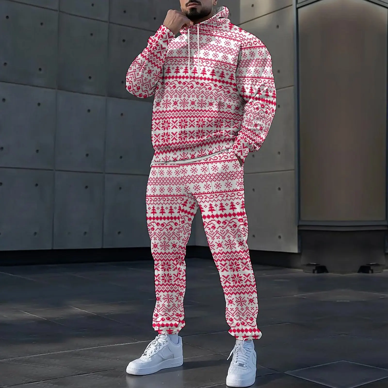 Autumn Mens Sweatshirt Pants Set Sportwear Tracksuit