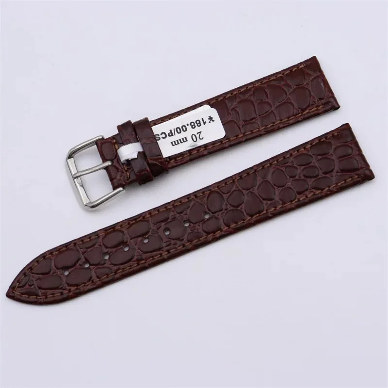 Elegant Genuine Leather Watch Strap with Pin Buckle - Premium Cowhide Bracelet