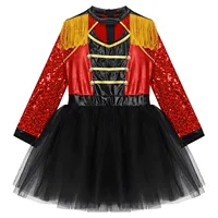 Costume de magicien de cirque pour filles, robe Tutu à manches longues, justaucorps à paillettes, Halloween, dompteur de Lion, ensemble de Cosplay de fête à thème 5