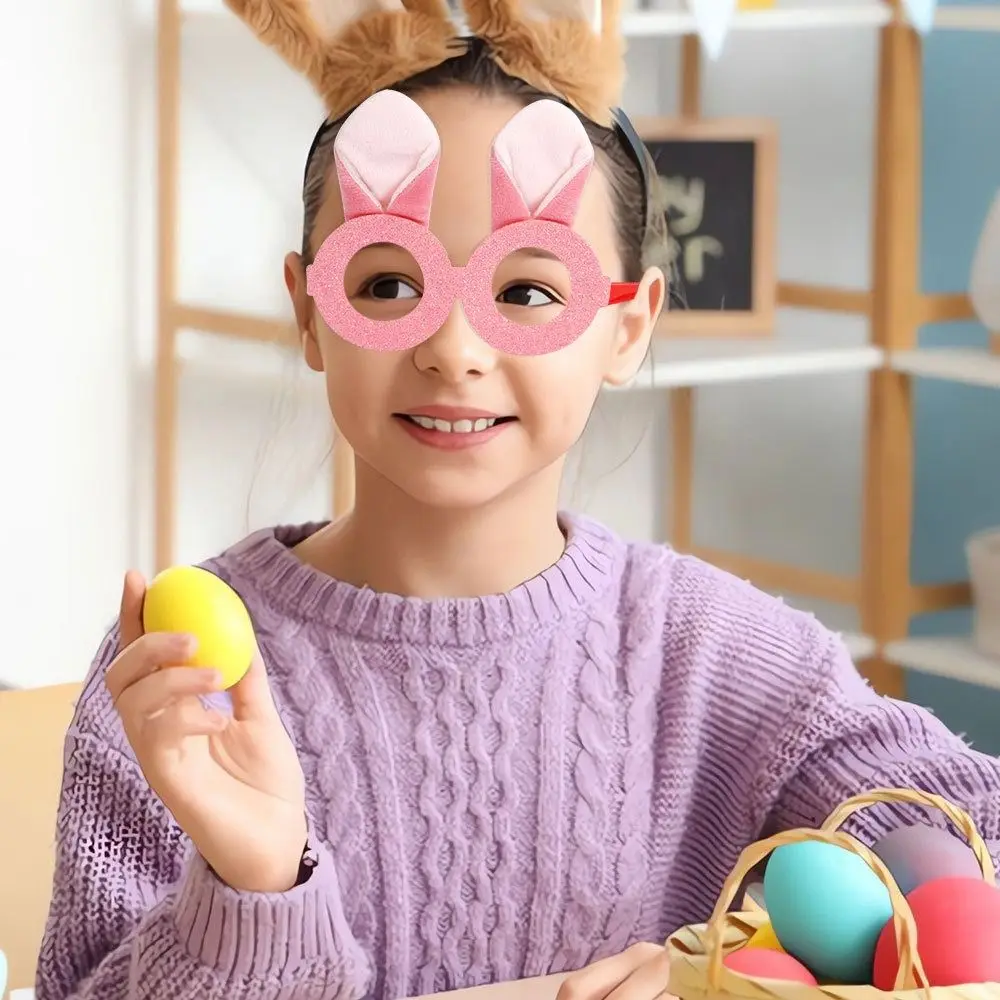 Photo Booth Props Cute Easter Glasses Frame Plush Handmade Easter Bunny Ears Glasses Exquisite Costume Eyeglasses Prom Props
