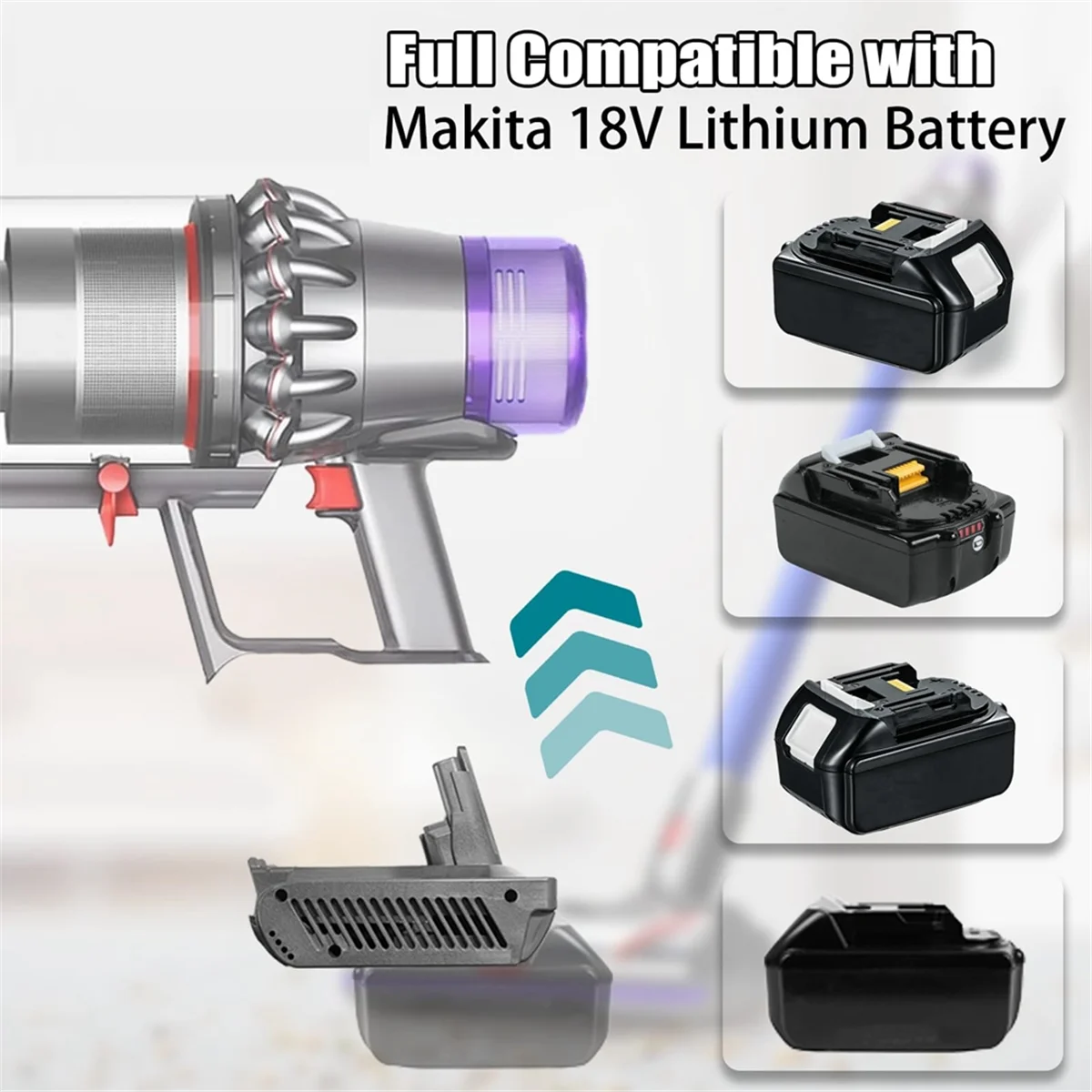 MT18V11 Adapter for Makita 18V Lithium Battery to for Dyson V11 Vacuum Cleaner, Makita 18V Battery to V11 Replace Vogue
