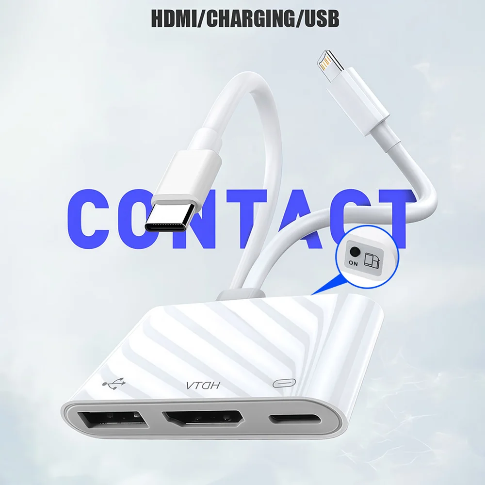 Multi-Purpose Lightning/USB-C to HDMI & USB 3.0 Adapter with Charging Port and HD Sync