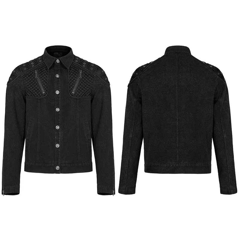 PUNK RAVE Men’s Punk Rugged Slim Fitting Jacket Casual Black Shirts Men Clothing   Four Seasons Spring/Autumn 5