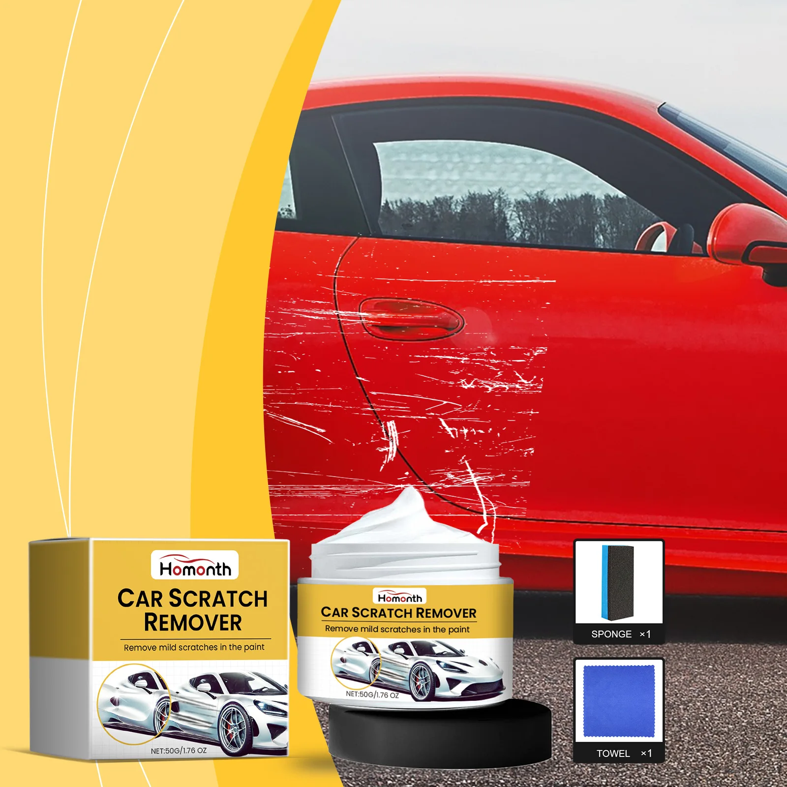 Car Scratch Repair Paste, Car Scratch Remover, Removal Wax Cleaning Kit, Paint Repair Paste