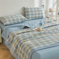 Couette d'été tout en coton à longues agrafes, couette matelassée avec climatisation, lavable à carreaux, doudoune douce pour lit Double, queen size 6