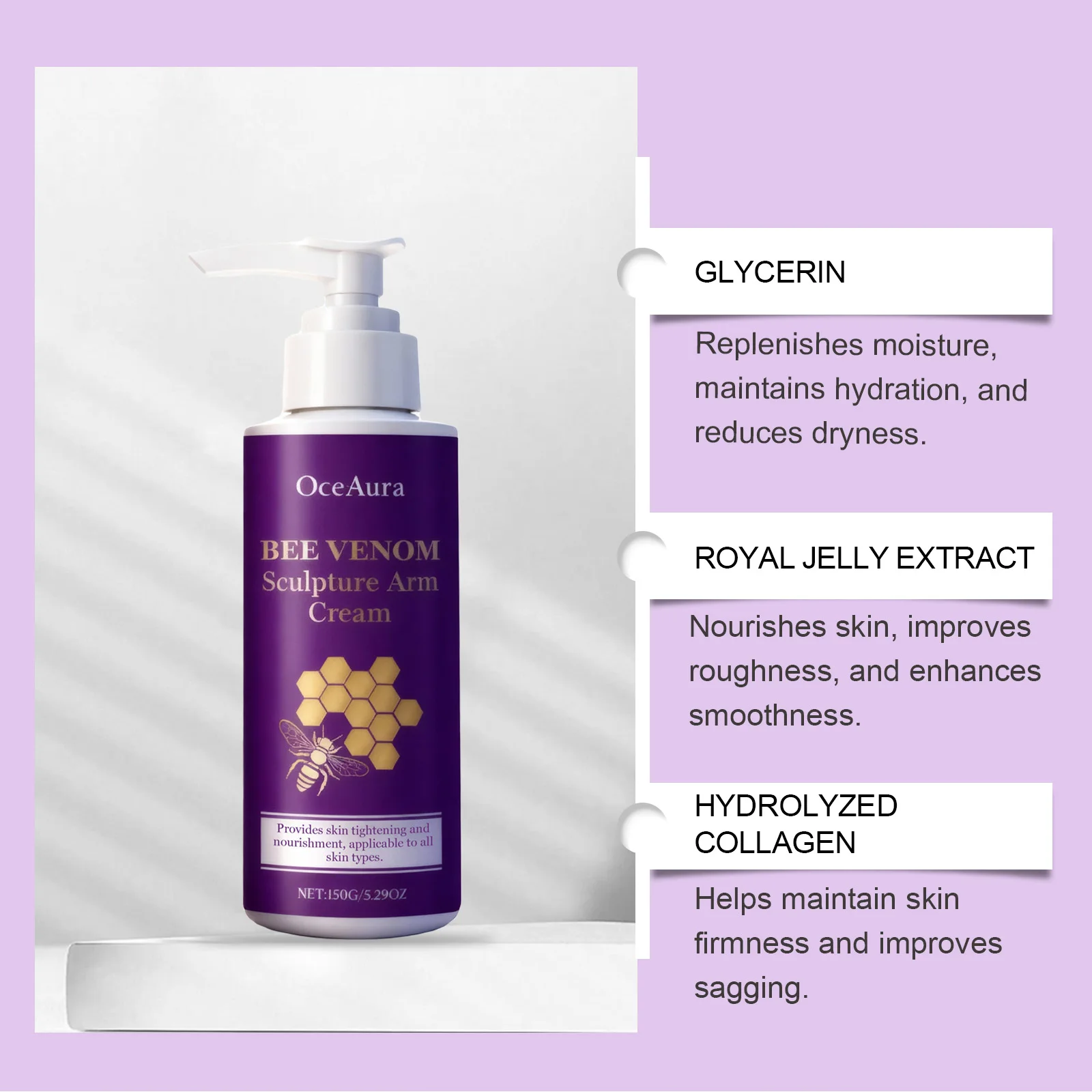 Bee Venom Arm Moisturizer - Nourishing & Gentle Care for Arms, Body Hydration, Daily Care Cream