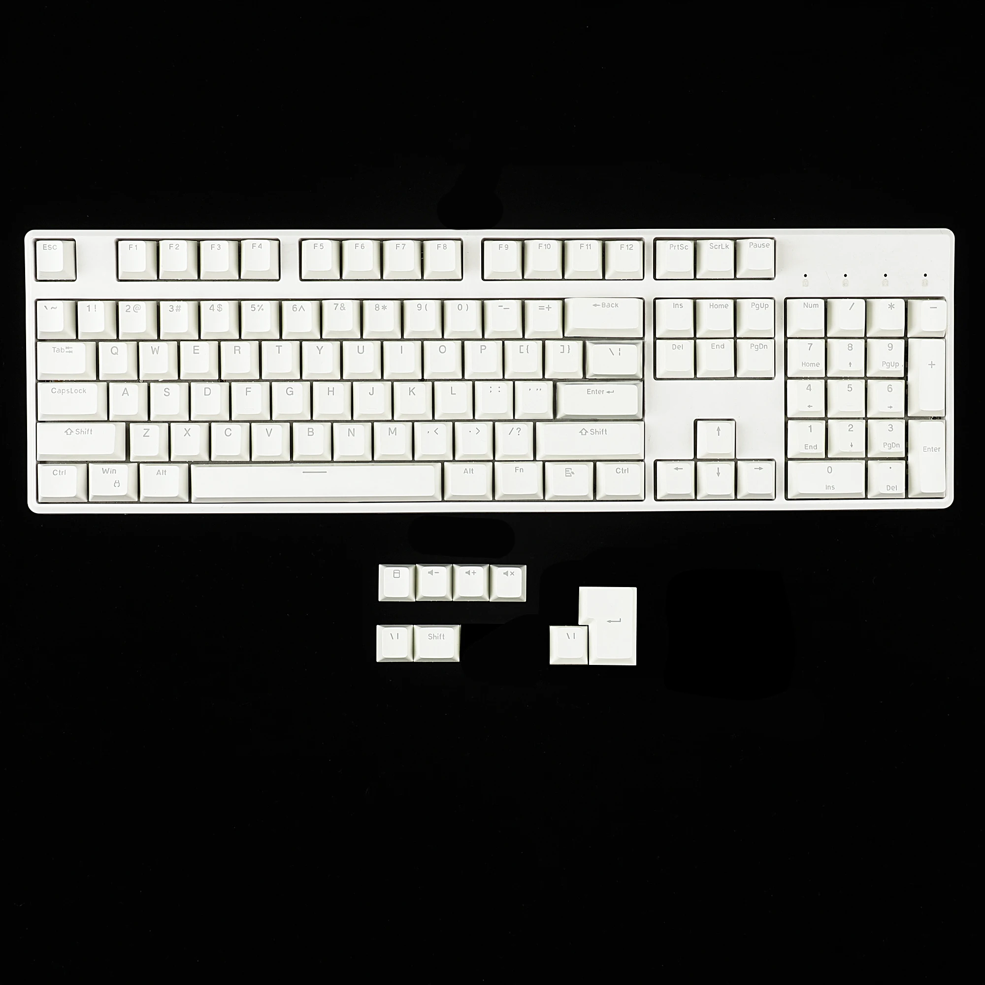 Teclado Retroiluminado Translúcido Preto Perfil Cereja Branca Tiro Duplo Pbt Top Print Brilhar Através Teclado Mecânico mx 104 108 - Imagem 5