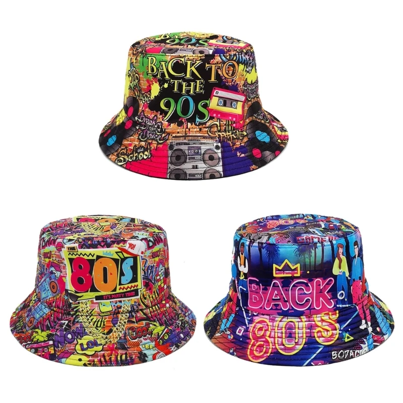 

Vintage Print Fisherman Cap for Men Women Portable Sunproof Bucket Hat Outdoor Fishing Hat Kpop Dancing Hat Hiphop Cap Dropship