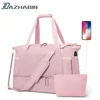 Gym Bag for Women Sports Travel Duffel Bag with USB Charging Port Weekender Overnight Bag with Wet Pocket and Shoes Compartment 1