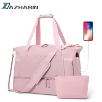 Gym Bag for Women Sports Travel Duffel Bag with USB Charging Port Weekender Overnight Bag with Wet Pocket and Shoes Compartment 1
