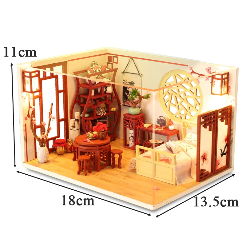 Chinese Stijl Binnenplaats Studie Handgemaakte Poppenhuis Model DIY Houten Miniatuur Speelgoed Poppenhuis Kit Nieuwjaar Verjaardag Valentijnsdag Gift Present Chinese Stijl Binnenplaats Studie Handgemaakte Poppenhuis Model DIY Houten Miniatuur Speelgoed Poppenhuis Kit Nieuwjaar Verjaardag Valentijnsdag Gift Present