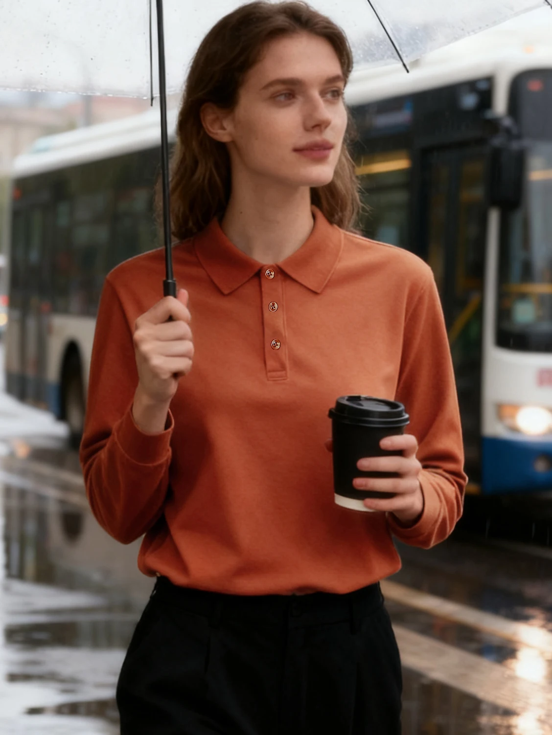 Neue Herbstmode-Poloshirts für Damen, lässige T-Shirts für den Pendelverkehr, bequemes, weiches Hemd, solide Basics, Tops, Büro, Alltag, langärmeliges T-Shirt – Detail 11