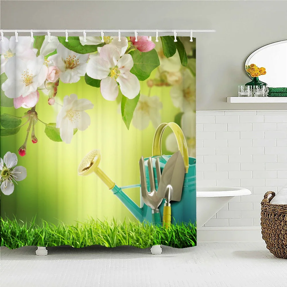 

Занавески для ванной с объемным рисунком лотоса, водонепроницаемые тканевые шторы для душа с цветными натуральными цветами, с 12 крючками, украшение для дома, экран для ванной