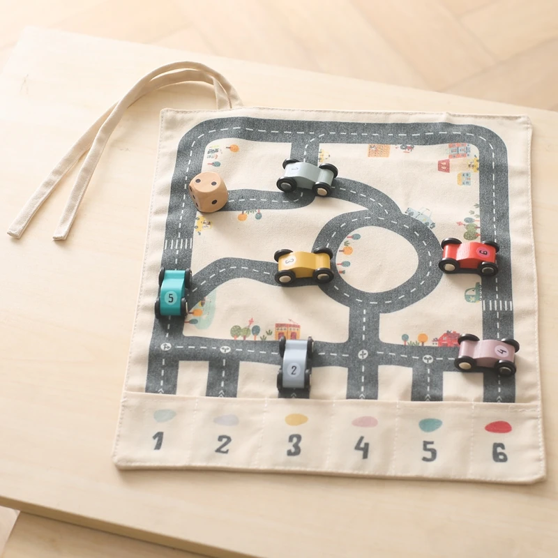 Children's Montessori Traffic Toy 35*31 CM Baby City Traffic Road Map Game Wooden Car Educational Toy Gift Cartoon City Kid Game