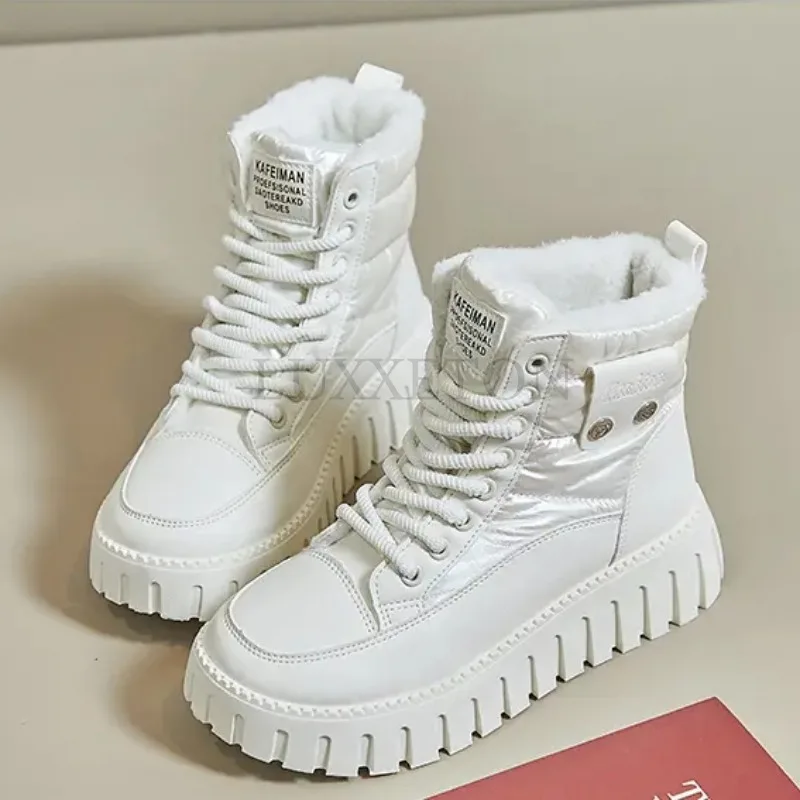 

Women Round Toe Non-slip Warm Snow Boots Fleece Lining Comfortable Thick Soled Platform Fashion Ankle Boots