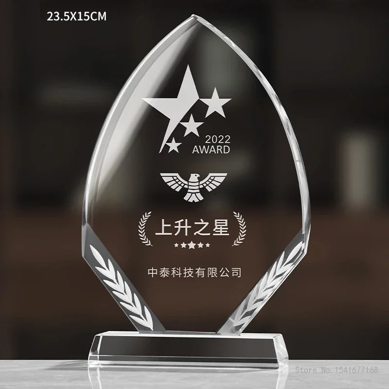 Custom-made Fully Transparent Crystal Trophy High Honor Souvenir Home Decors Awards Can Carve Geometric Shape Medal Creative 1Pc