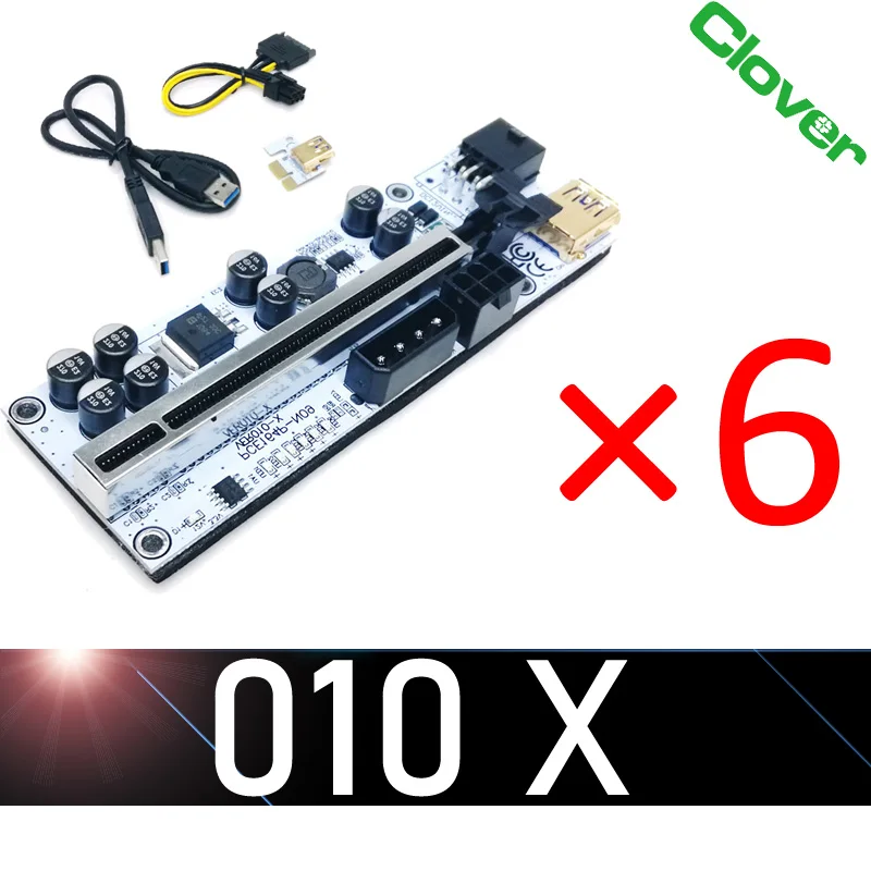 Высокое качество 010X PCI-E Райзер с Molex Dual 6 pin Gold USB Sata 15 to кабели питания Best VER карта |