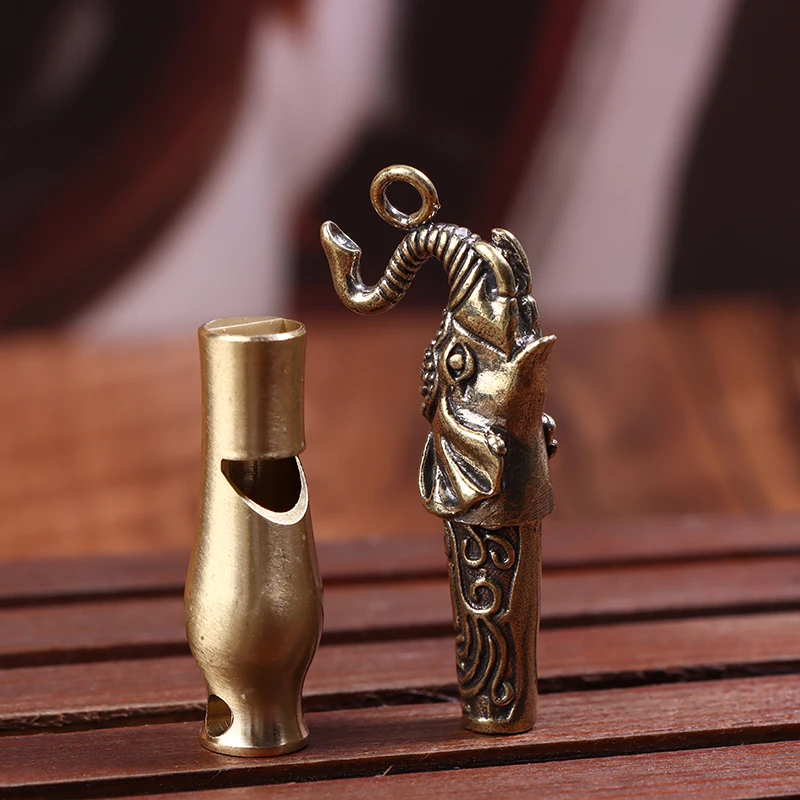 1pc Brass Portable Survival Whistle - High Decibel Explosive Single Tube Whistle Keychain Pendant Outdoor Emergency Tool